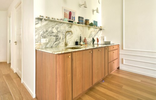 Calacatta Striato keukenopstelling